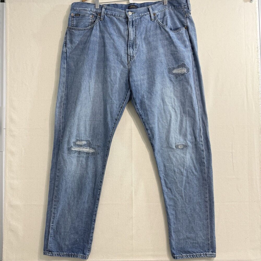 POLO RALPH LAUREN Men’s Blue Prospect Straight Distressed Denim Jeans Size 42/34
